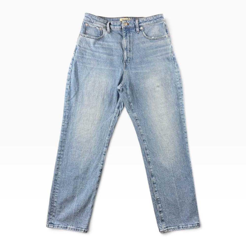 Madewell Curvy Womens 30 High Rise Straight Leg Jeans Light Wash Distressed